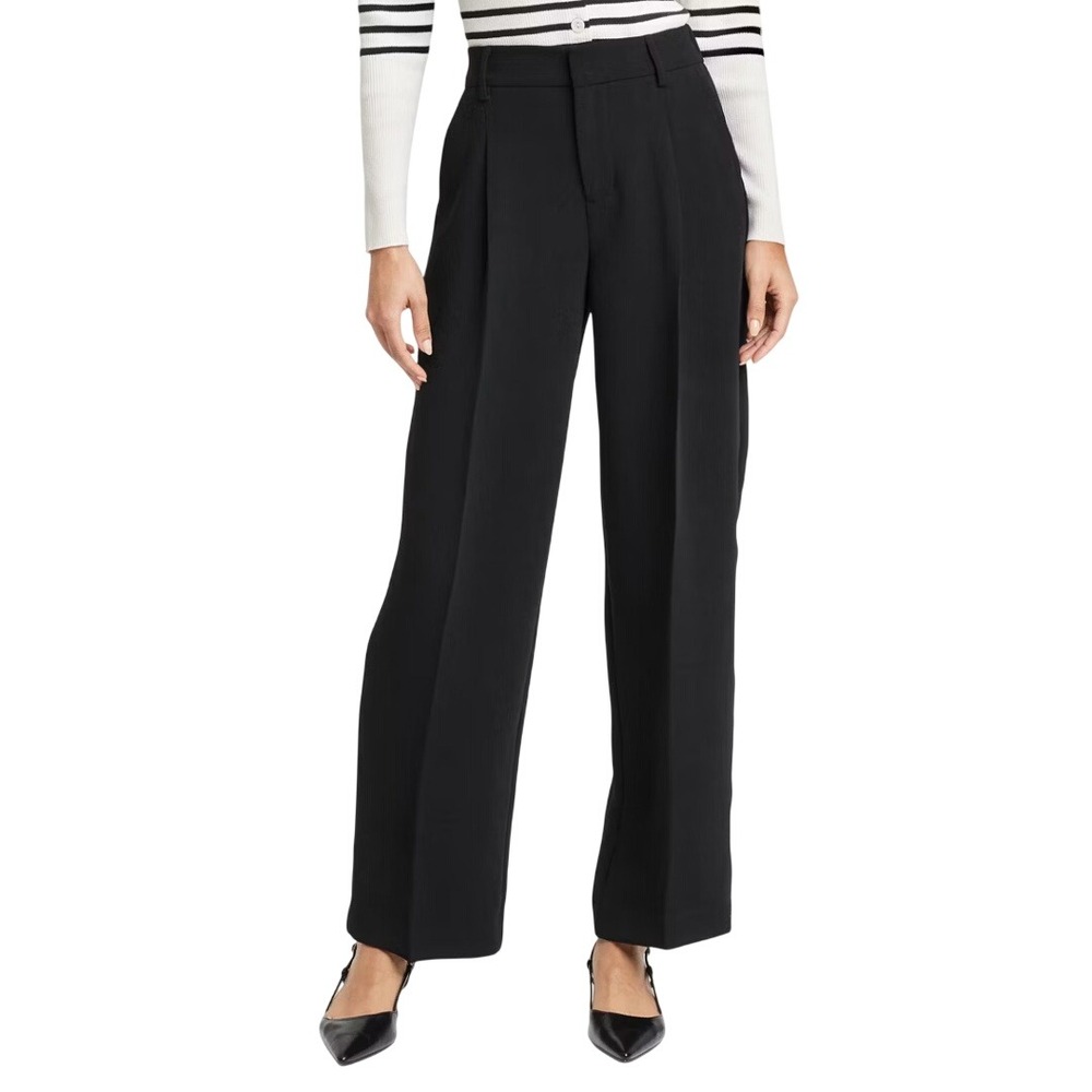 A New Day Women Black High Rise Straight Leg The Essential Trouser Size 12 Short